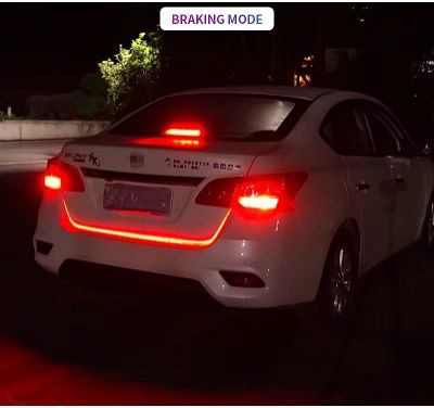 Car Rear Trunk Tail Light 120cm Colorful Dynamic Reverse Warning LED Strip 12v Additional Brake Follow Turn Signal Lamp