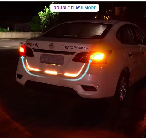 Car Rear Trunk Tail Light 120cm Colorful Dynamic Reverse Warning LED Strip 12v Additional Brake Follow Turn Signal Lamp