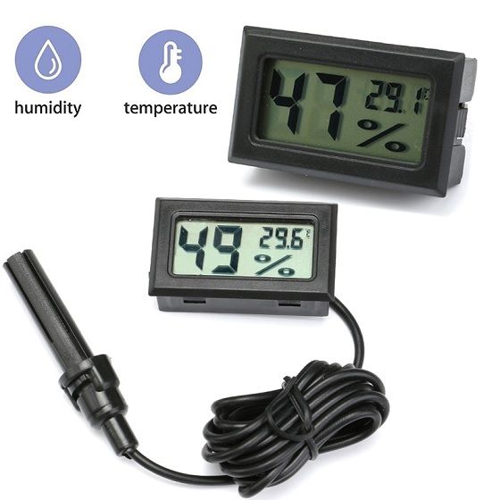 Thermometer Hygrometer LCD Display Temperature Humidity Measure Monitor for Indoor Digital Hygrometer with Probe