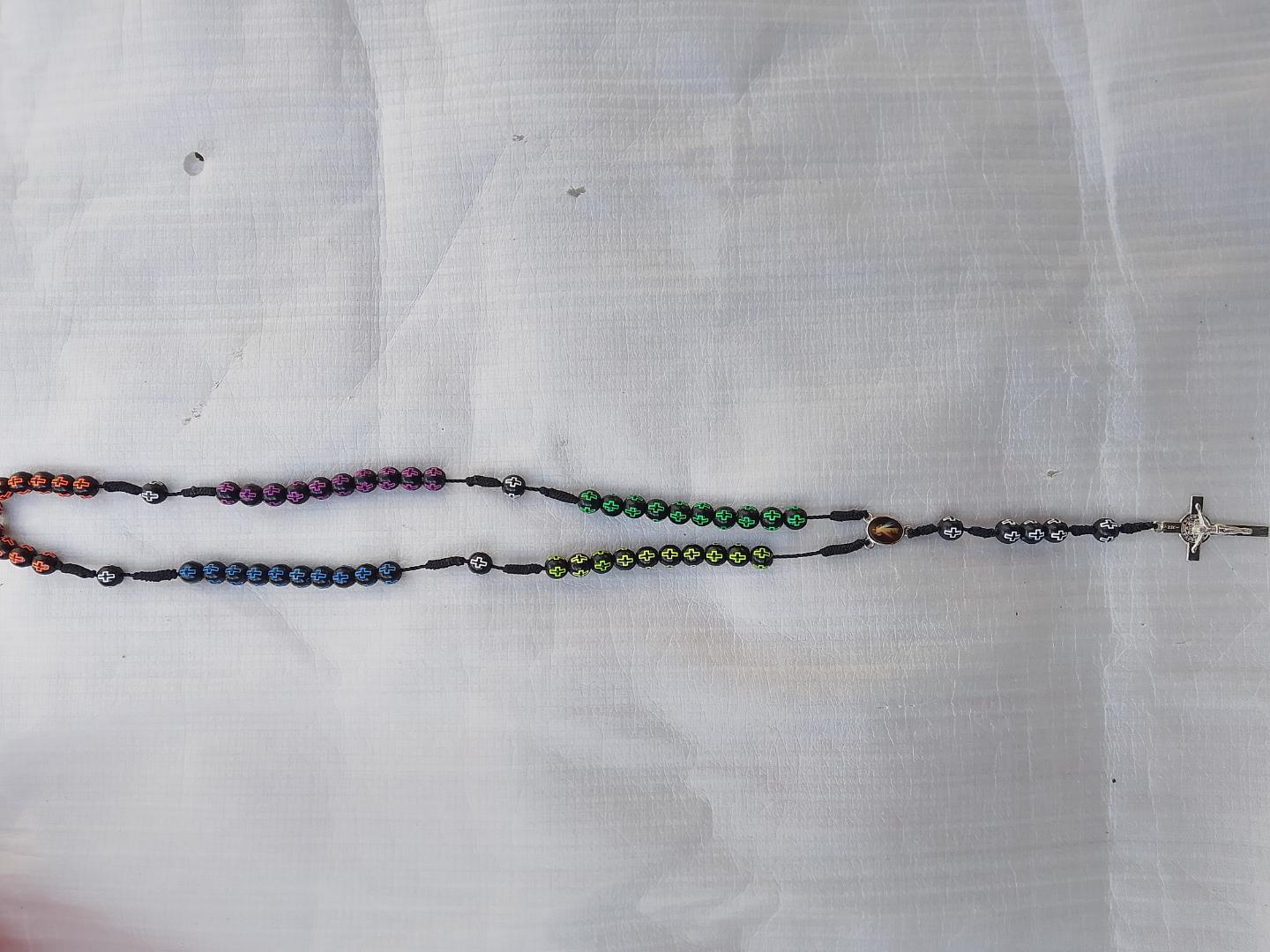 Multicolored Catholic rosary..... Beautiful smart rosary for everday wear. Outdoor rosary