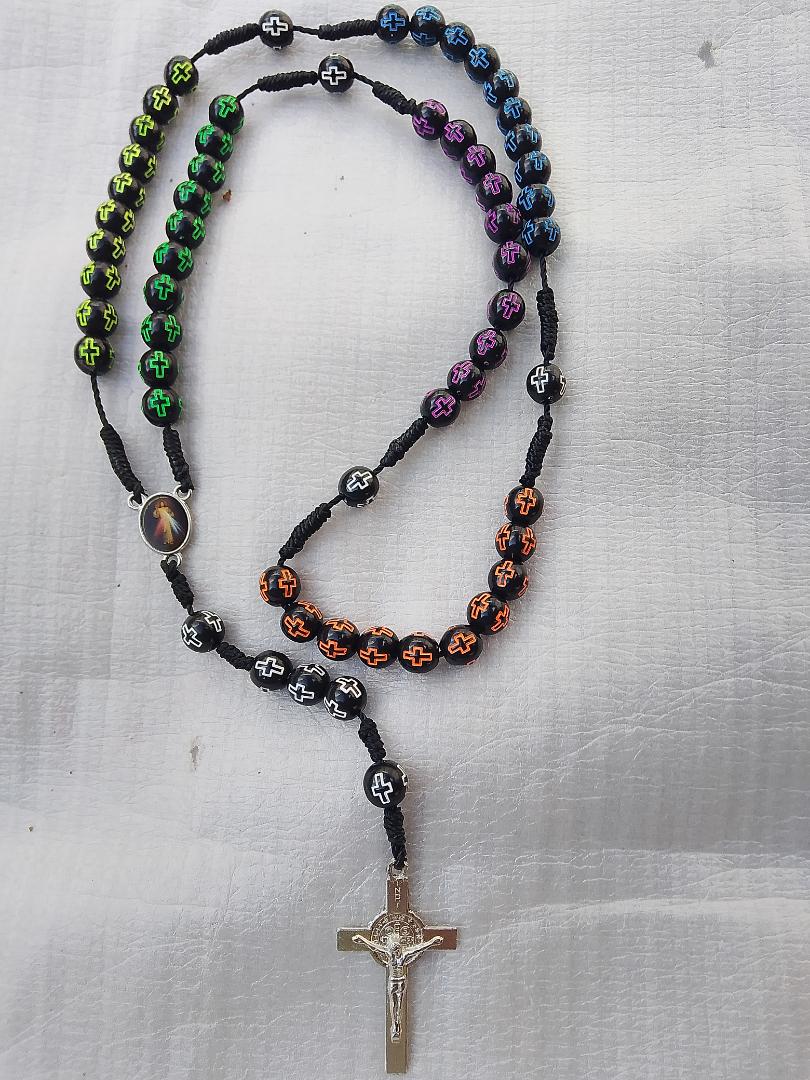 Multicolored Catholic rosary..... Beautiful smart rosary for everday wear. Outdoor rosary