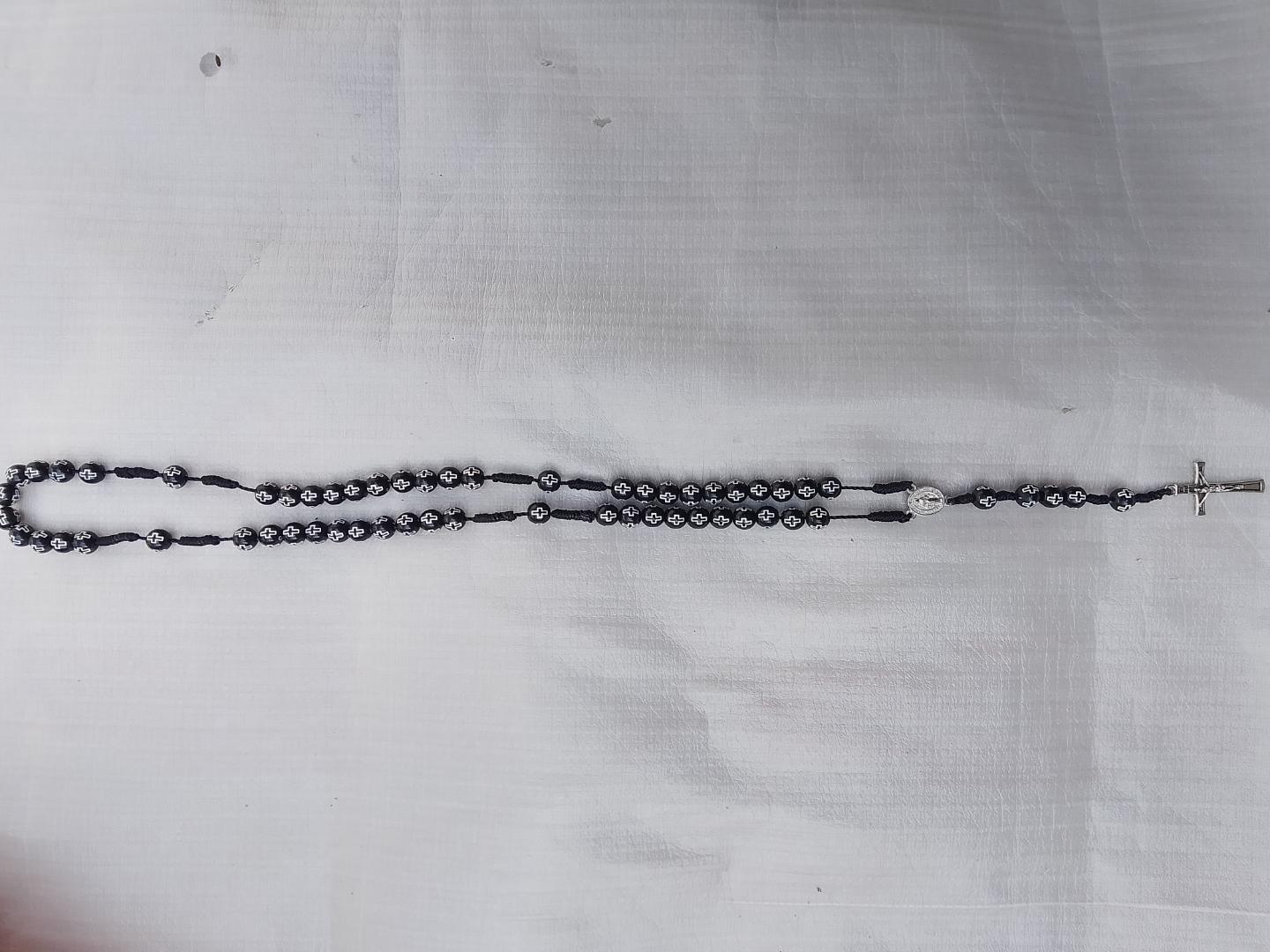 Black cross Catholic rosary..... Beautiful smart rosary for everday wear. Outdoor rosary