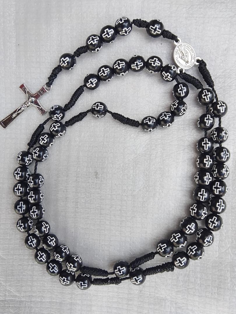 Black cross Catholic rosary..... Beautiful smart rosary for everday wear. Outdoor rosary