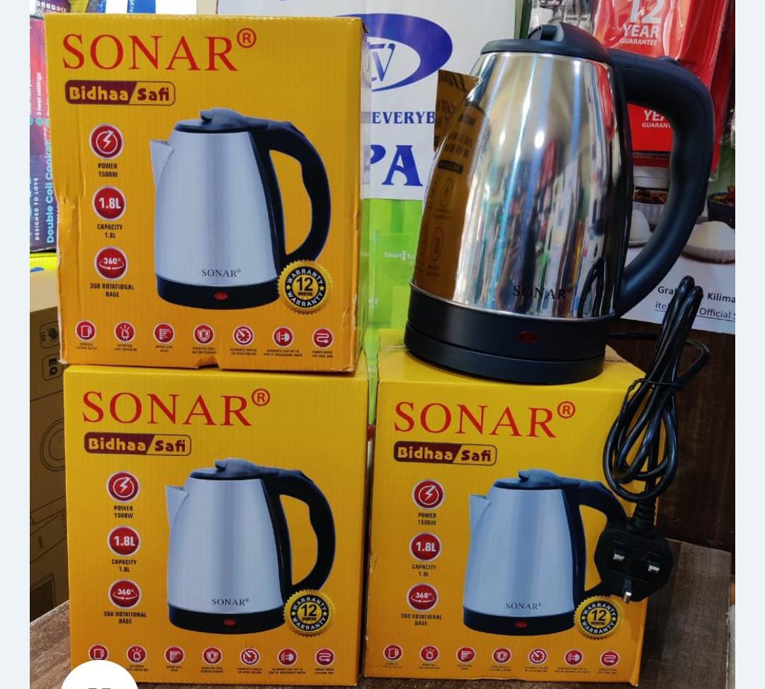 NEW🤑🌽Sonar Stainless Steel Water Heating Electric Kettle  SONAR 1.8L Stainless Steel Electric Kettle is a must-have for anyone looking to combine practicality with modern style in their kitchen.