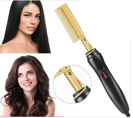 2 in 1 Hot Comb Straightener Electric Hair Straightener Hair Curler Wet Dry Use Hair Flat Irons Hot Heating Comb For Hair