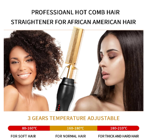 2 in 1 Hot Comb Straightener Electric Hair Straightener Hair Curler Wet Dry Use Hair Flat Irons Hot Heating Comb For Hair