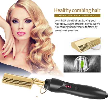 2 in 1 Hot Comb Straightener Electric Hair Straightener Hair Curler Wet Dry Use Hair Flat Irons Hot Heating Comb For Hair