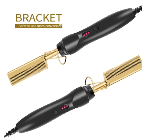 2 in 1 Hot Comb Straightener Electric Hair Straightener Hair Curler Wet Dry Use Hair Flat Irons Hot Heating Comb For Hair