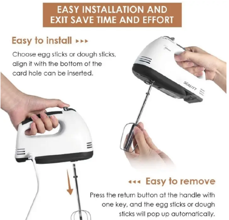 Hand Mixer Whisk Egg Beater Food Stirrer Grinder Blender Kitchenware Kitchen Tools Utensils Cooking Machine Cookware White