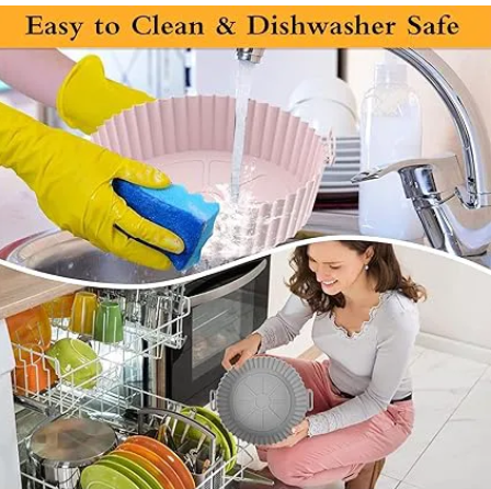 Washable Air Fryer Silicon reusable airfryer liner non-stick baking tray pot basket baking pan mats replacement