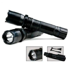 Self Defense Police Torch with Electric shock Black Standard black (women safety stun gun)
