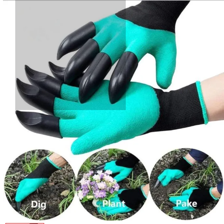 A pair Garden Gloves With Claws ABS Plastic Garden Rubber Gloves Gardening Digging Planting Durable Waterproof Work Glove
