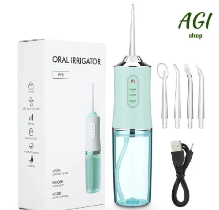 Oral Irrigator Portable Dental Water Flosser USB Rechargeable Water Jet Floss Tooth Pick 4 Jet Tip 220ml 3 Modes IPX7 1400rpm