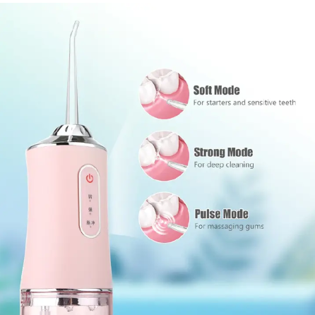 Oral Irrigator Portable Dental Water Flosser USB Rechargeable Water Jet Floss Tooth Pick 4 Jet Tip 220ml 3 Modes IPX7 1400rpm