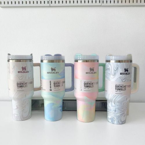 Stanley Marble Stanley-Cup 40oz Stainless Steel Tumbler with Handle & Straw – Leakproof, Double Wall Insulated Mug for Hot & Cold Drinks, Travel, Gym & Office Use