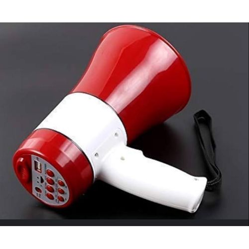 Rechargable Handheld Lithium Battery Megaphone With Louder Speaker Recorder USB Memory Card Impute, Bluetooth,a USB Charger And Can Record A Length Of 240 Seconds Without Memory Card.