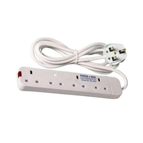 Power King Best 4 Way Power Extension With Long Cable // Power extenson - White