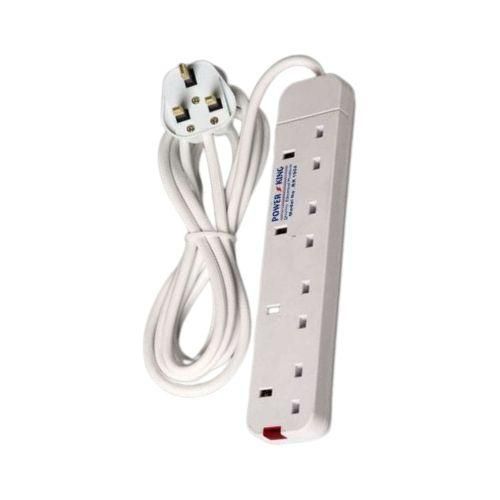 Power King Best 4 Way Power Extension With Long Cable // Power extenson - White
