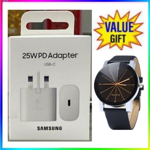 Samsung 25W Faster type C to C Charger Adapter for Galaxy A15,A25,A05S With type C Output +Free Watch