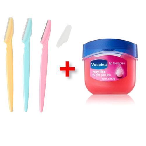 Tinkle Facial Eyebrow Razors + Pink Lip Therapy Balm