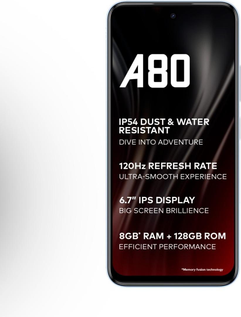 [New Launch] Itel A80 128GB+8(4+4)GB RAM 6.7" 120Hz Screen 4G Network Dual SIM Phone 50MP Camera 5000mAh Battery Fingerprint and Face Unlock Android 14 Fashion Smart Phones