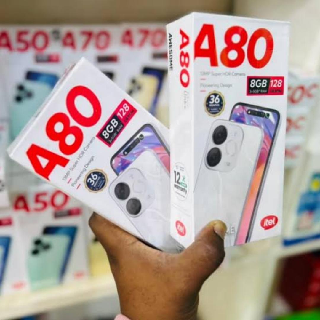 [New Launch] Itel A80 128GB+8(4+4)GB RAM 6.7" 120Hz Screen 4G Network Dual SIM Phone 50MP Camera 5000mAh Battery Fingerprint and Face Unlock Android 14 Fashion Smart Phones