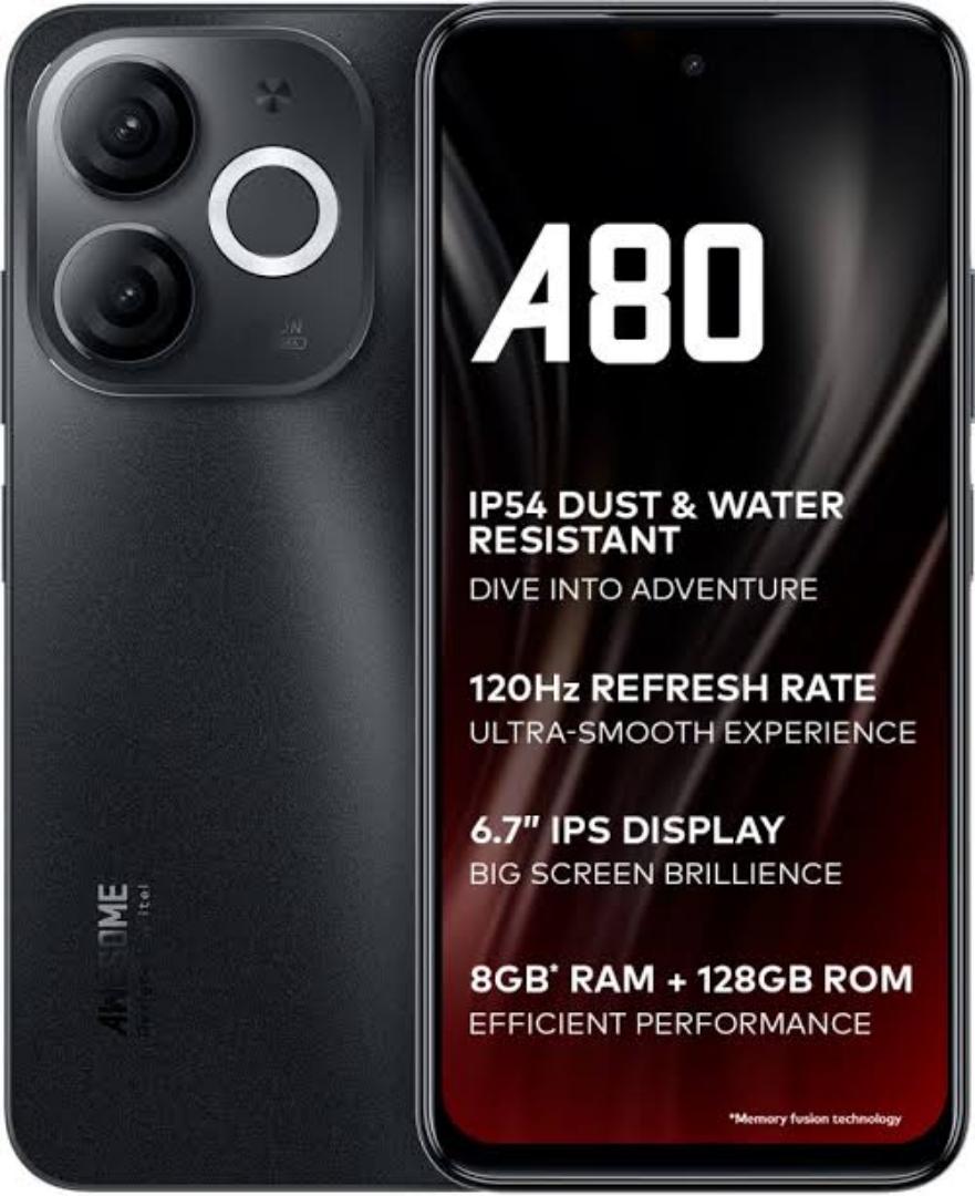 [New Launch] Itel A80 128GB+8(4+4)GB RAM 6.7" 120Hz Screen 4G Network Dual SIM Phone 50MP Camera 5000mAh Battery Fingerprint and Face Unlock Android 14 Fashion Smart Phones