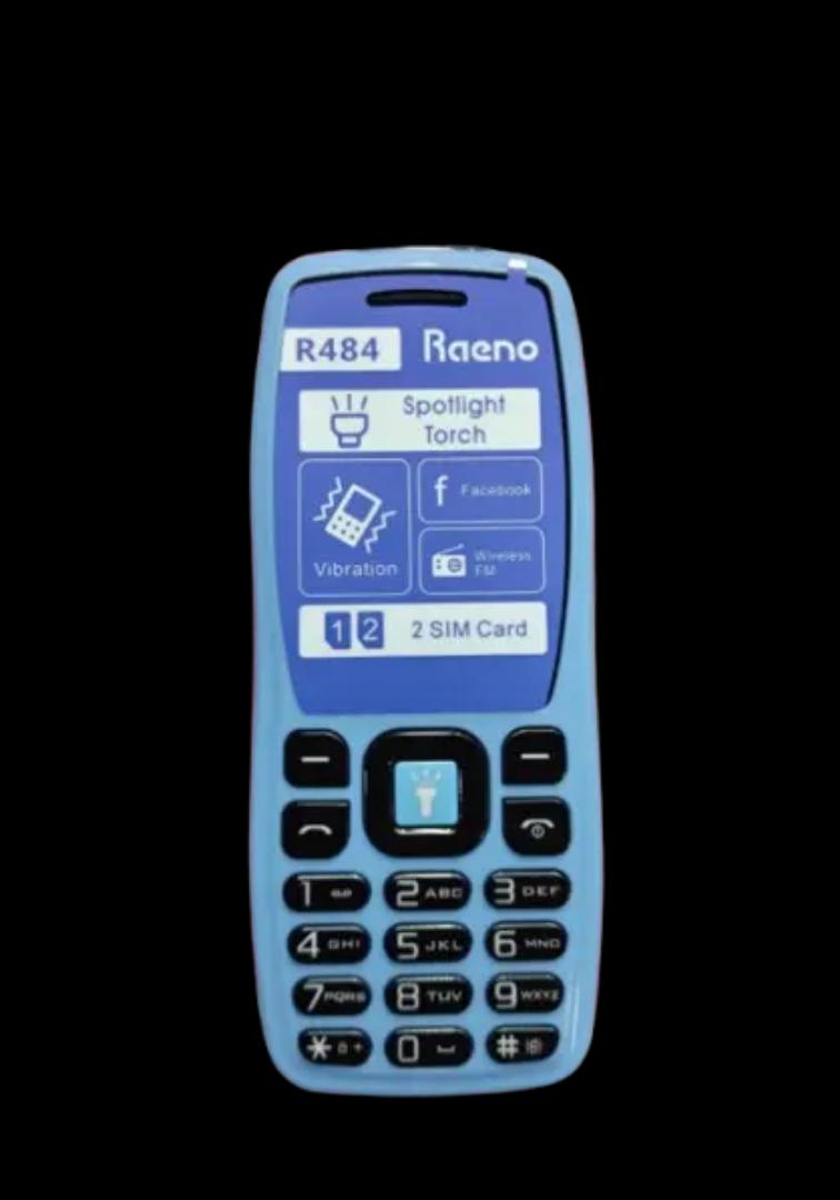 RAENO R482 SCREEN DISPLAY 1.77'', CAMERA, TORCH WIRELESS FM BLUETOOTH LONG STANDBY BATTERY 12 MONTHS WARRANTY,TWO-2 SIM SMALL SIZE KABAMBE/KATULULU/MULIKA MWIZI/FEATURE PHONE/BUTTON MOBILE PHONE.