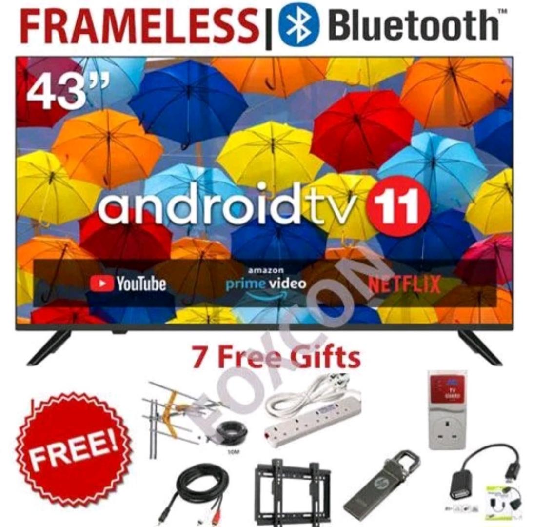 Vitron HTC4388FS,43" Inch,BLUETOOTH-ENABLED,FRAMELESS,Smart Android 11.0 TV WIFI Netflix,Youtube,Playstore Television+FREE 7 GIFTS+14 MONTHS WARRANTY