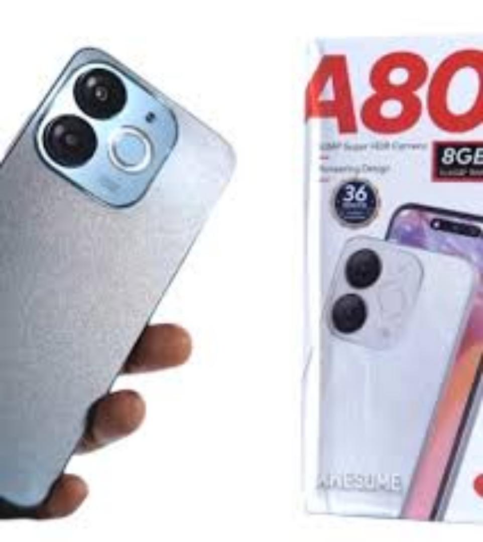 [New Launch] Itel A80 128GB+8(4+4)GB RAM 6.7" 120Hz Screen 4G Network Dual SIM Phone 50MP Camera 5000mAh Battery Fingerprint and Face Unlock Android 14 Fashion Smart Phones