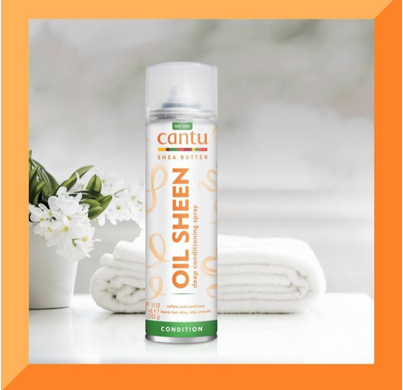 Cantu Shea Butter Oil Sheen Deep Conditioning Spray is a hair product designed to moisturize, soften, and add shine to hair. It's formulated with shea butter and other oils to nourish and protect hair