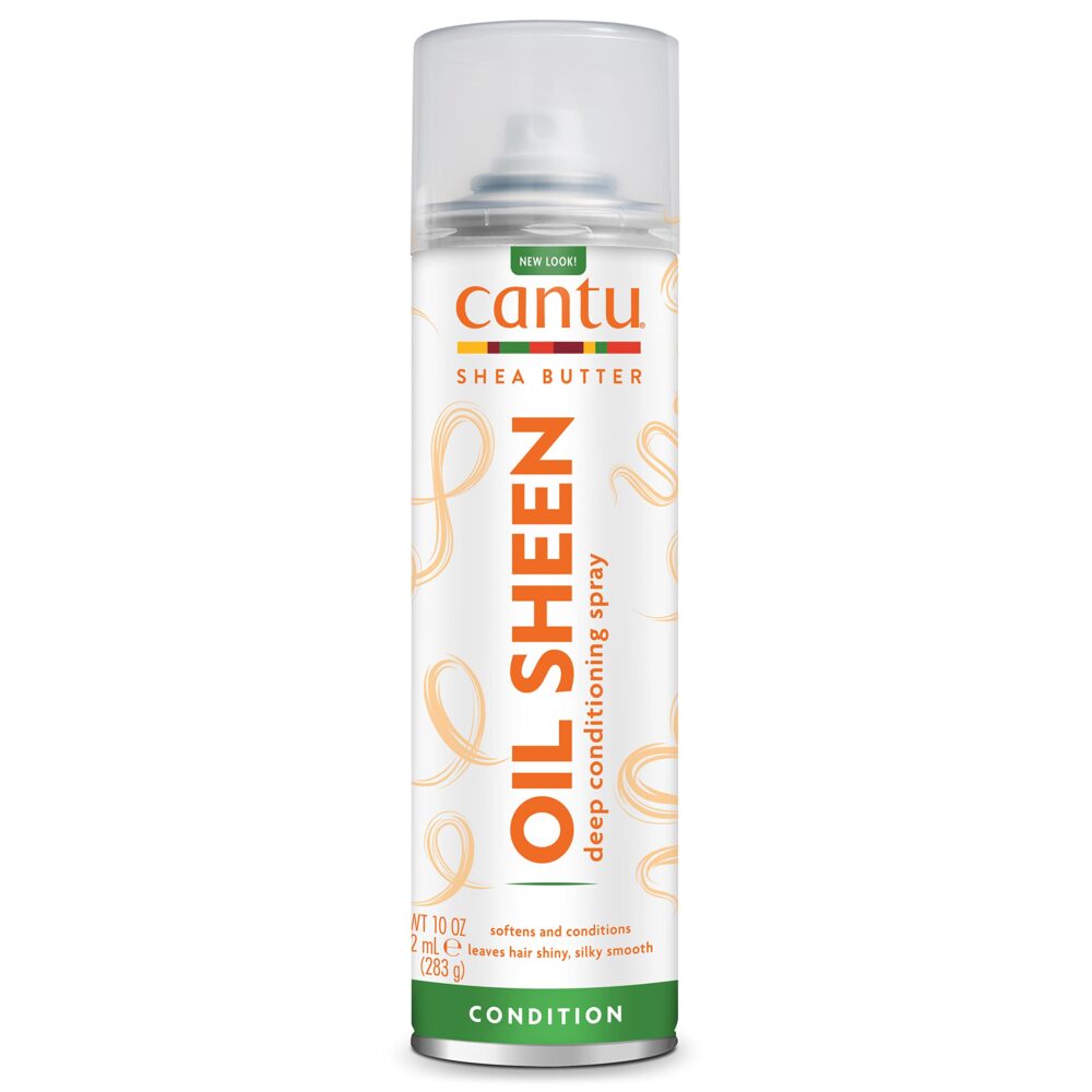Cantu Shea Butter Oil Sheen Deep Conditioning Spray is a hair product designed to moisturize, soften, and add shine to hair. It's formulated with shea butter and other oils to nourish and protect hair