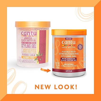 Cantu Shea Butter Flexible hold strengthening styling gel with jamiaican black castor oil For Curls ,Coils & Waves