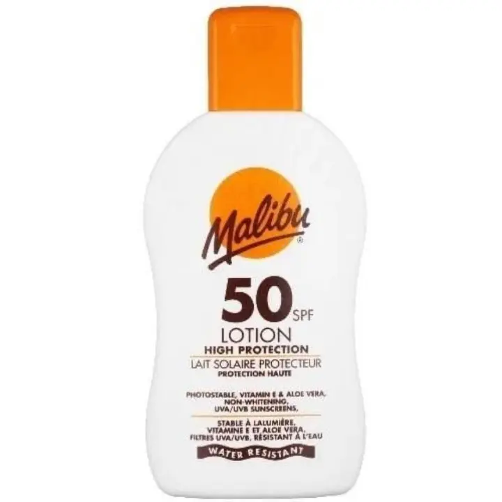 Malibu SPF 50 Lotion, a high-protection sunscreen Clinically proven to be kind to skin