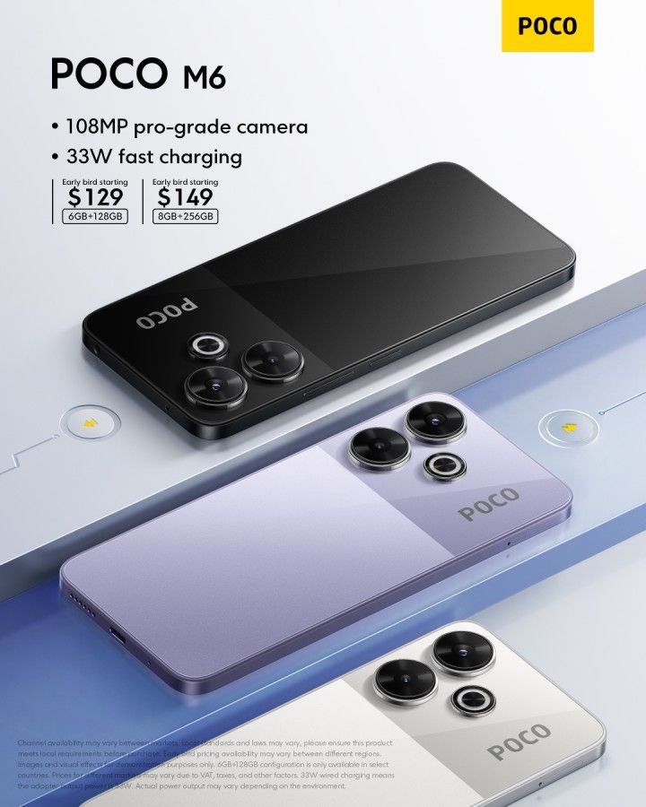 {New Arrival} Brand New XIAOMI Poco M6 8GB RAM+256GB ROM 6.79" 90Hz LCD Display 108MP Camera IP54 Dust and Water-ResistaNT Fingerprint Unlock 5030mAh Battery 67W Fast Charge Smart Phones