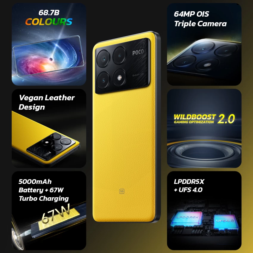 {New Arrival} Brand New XIAOMI Poco X6 Pro 12GB RAM+512GB ROM 6.67" 120Hz AMOLED Display 64MP Camera IP54 Dust and Water-ResistaNT Fingerprint Unlock 5000mAh Battery 67W Fast Charge Smart Phones