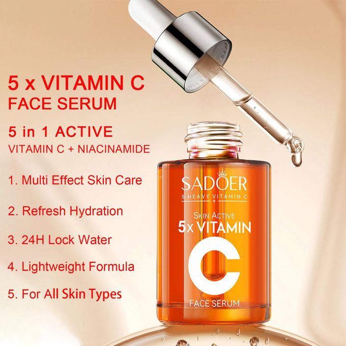 SADOER 5x Heavy Vitamin C Face Serum , Korean 5x Vitamin C Face Toner , For Whitening, Brightening Skin Tone  Anti-Wrinkle, Anti-Aging Facial Serum