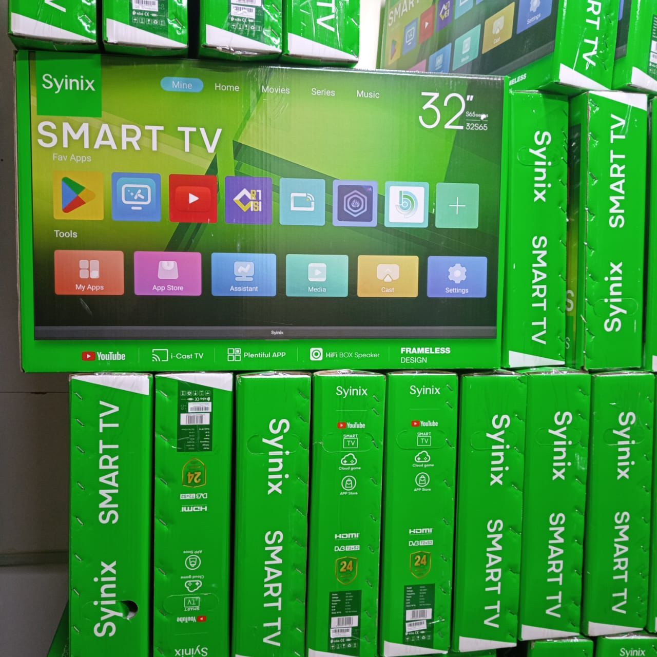 Synix 32'' SCREEN INCHES,ANDROID TV,Smart TV ,QUALITY,L.A"A+ Panel Bluetooth Size: 32 Inch Screen, Frameless Android 9.0 TV.Airplay Enabled Built in Chromecast Type: High Definition (HD)T2