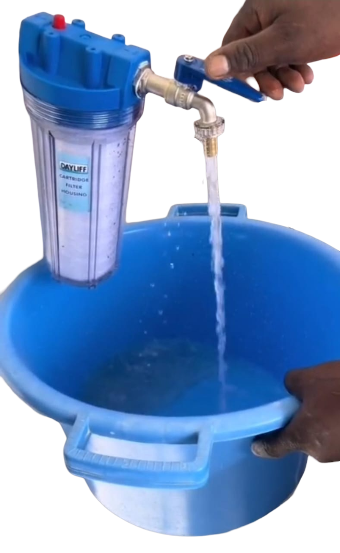 10" WASHING MACHINE SEDIMENT FILTER, WITH FREE (10" CARTRIDGE, ½" LIRLEE TAP, THREAD TAPE & 2 GI REDUCING SOCKETS  ¾"*½")