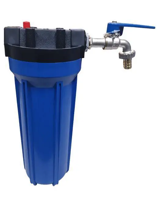 10" OUTDOOR WASHING MACHINE BLUE SEDIMENT FILTER, WITH FREE (10" CARTRIDGE, ½" LIRLEE TAP, THREAD TAPE & 2 GI REDUCING SOCKETS  ¾"*½")