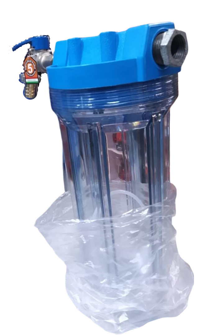 10" WASHING MACHINE SEDIMENT FILTER, WITH FREE (10" CARTRIDGE, ½" LIRLEE TAP, THREAD TAPE & 2 GI REDUCING SOCKETS  ¾"*½")