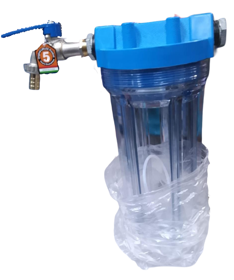 10" WASHING MACHINE SEDIMENT FILTER, WITH FREE (10" CARTRIDGE, ½" LIRLEE TAP, THREAD TAPE & 2 GI REDUCING SOCKETS  ¾"*½")