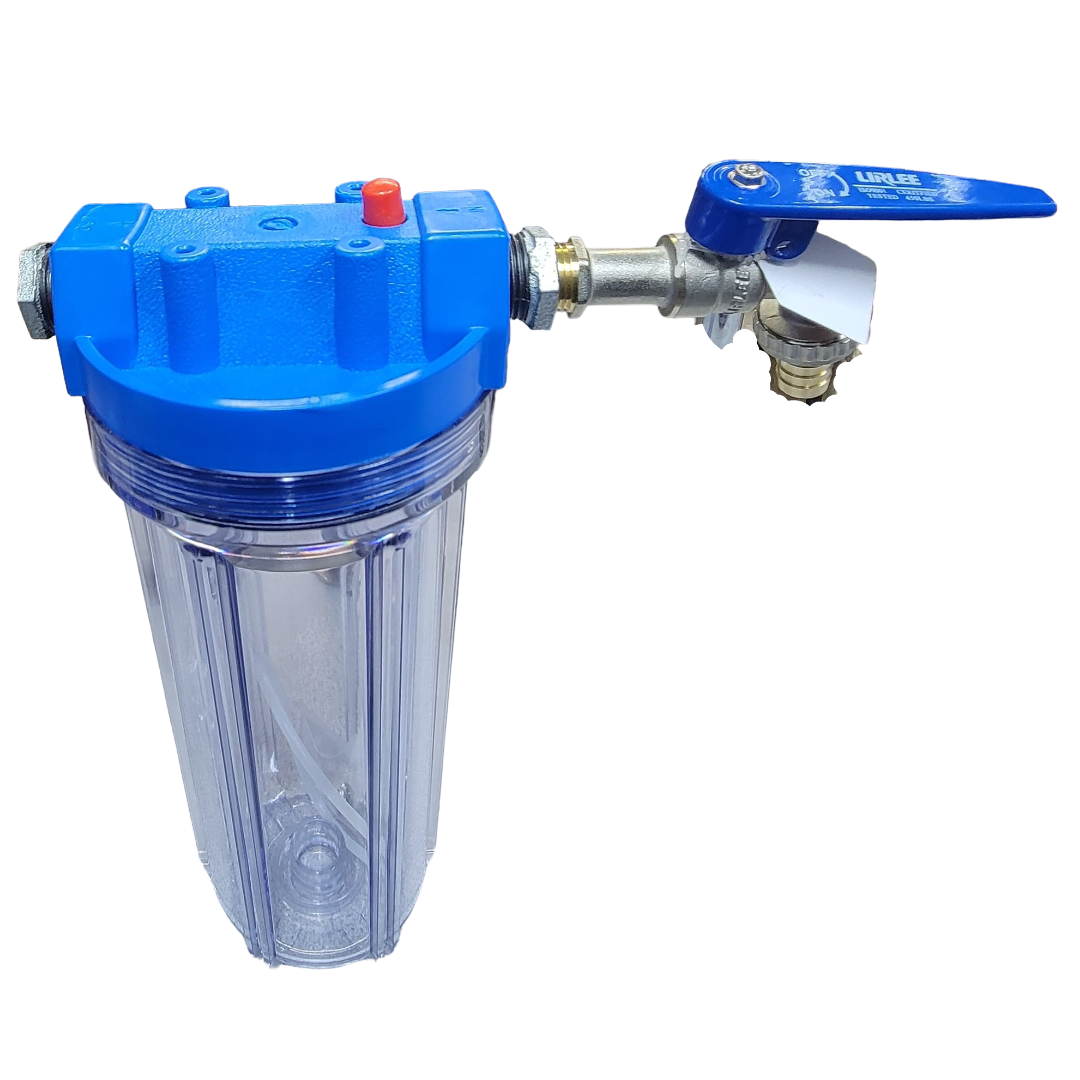 10" WASHING MACHINE SEDIMENT FILTER, WITH FREE (10" CARTRIDGE, ½" LIRLEE TAP, THREAD TAPE & 2 GI REDUCING SOCKETS  ¾"*½")