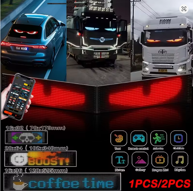 Led Matrix Pixel Flexible Panel Demon Eyes 16*64LED (37CM*9CM) USB 5V Programmable Bluetooth App & Remote