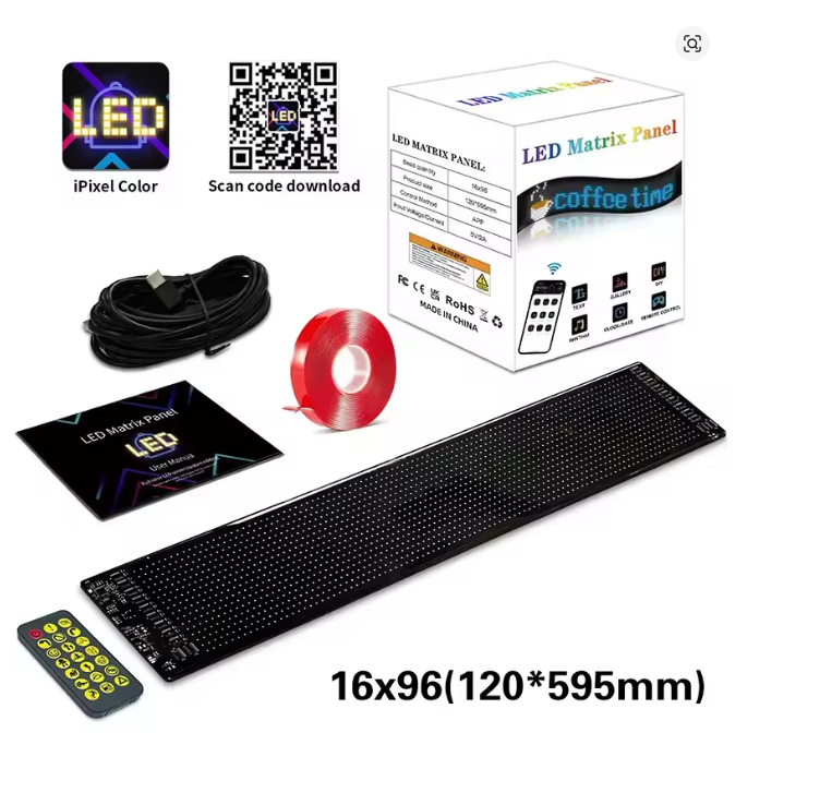 Led Matrix Pixel Flexible Panel Demon Eyes 16*64LED (37CM*9CM) USB 5V Programmable Bluetooth App & Remote