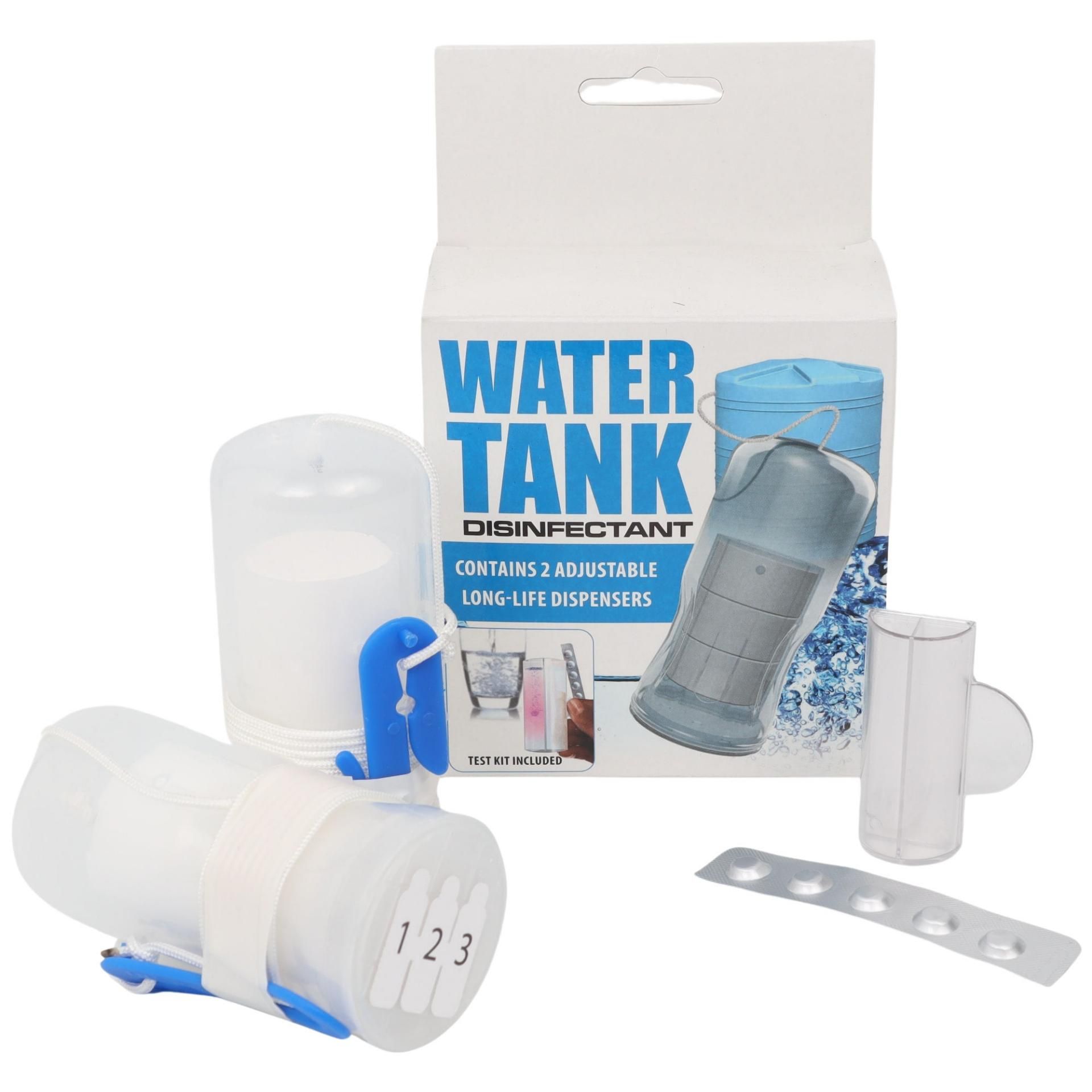 KLORMAN WATER TANK CHLORINE DISINFECTANT. Each dispenser contains sufficient disinfectant to treat a water volume of up to 40,000 litres (at 1 part-per-million in chlorine residual).