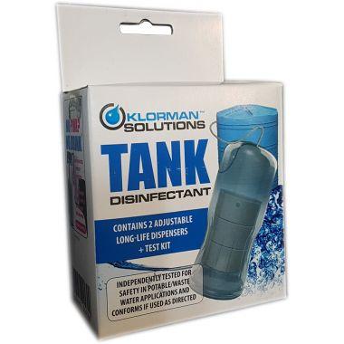KLORMAN WATER TANK CHLORINE DISINFECTANT. Each dispenser contains sufficient disinfectant to treat a water volume of up to 40,000 litres (at 1 part-per-million in chlorine residual).