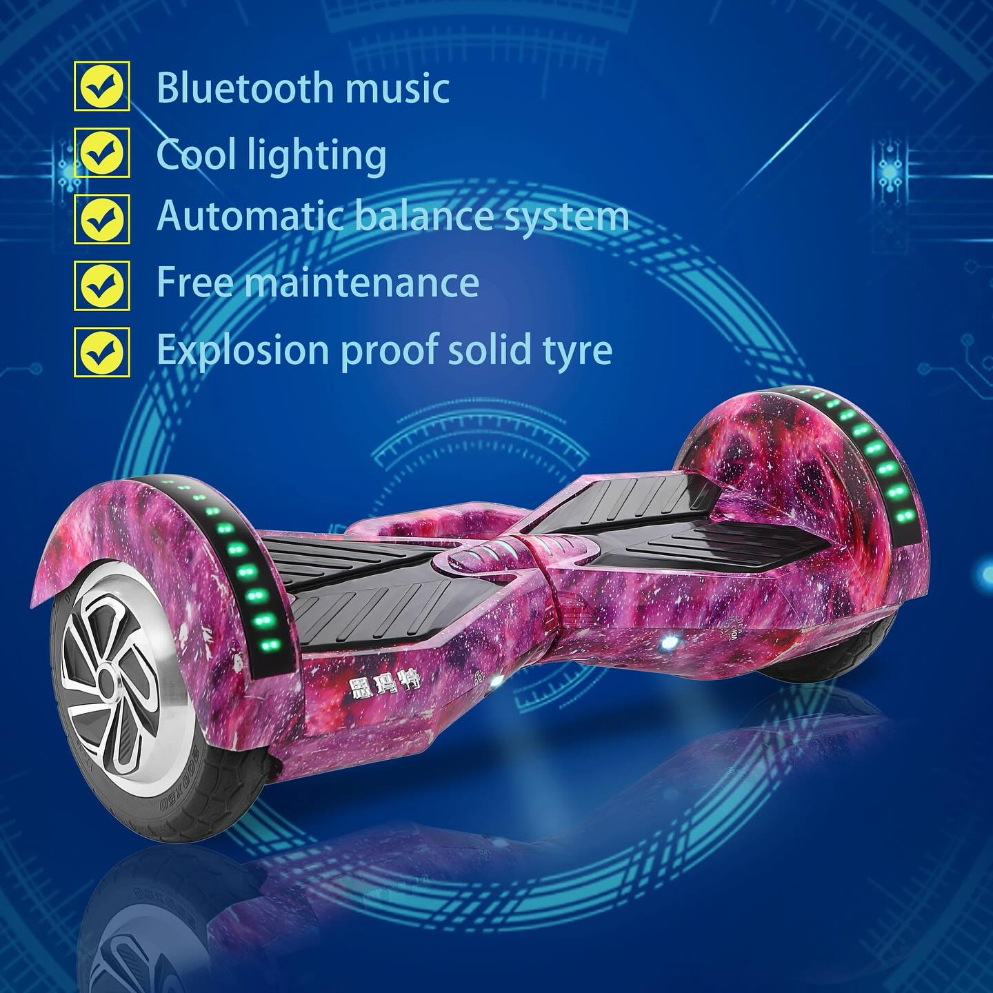 Order Best Smart Hoverboard Off-Road Self-Balancing Electric Scooter with Bluetooth Music and LED Lights