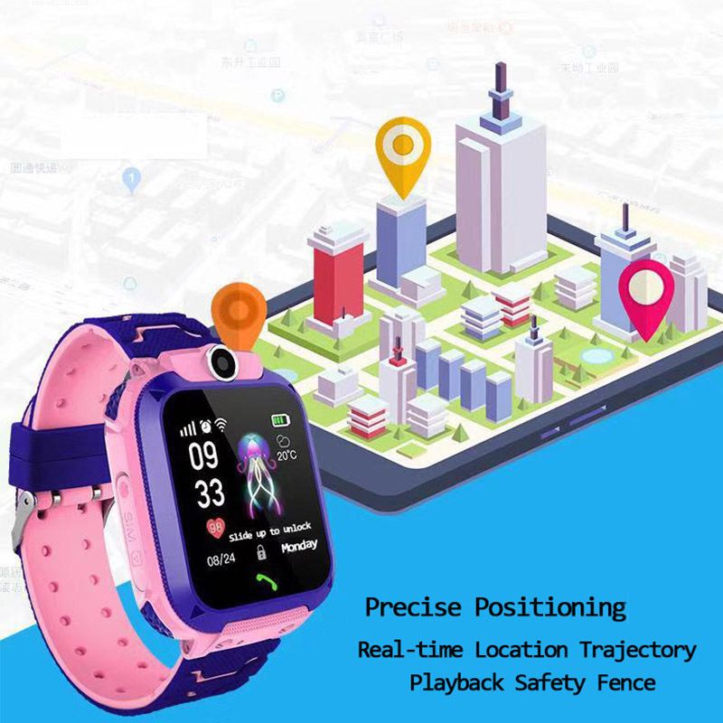 New Q12 Kids Smart Watch Location Tracker Anti-lost SOS Waterproof With 2G Network, SIM Card Slot, Smart Call Bracelet.