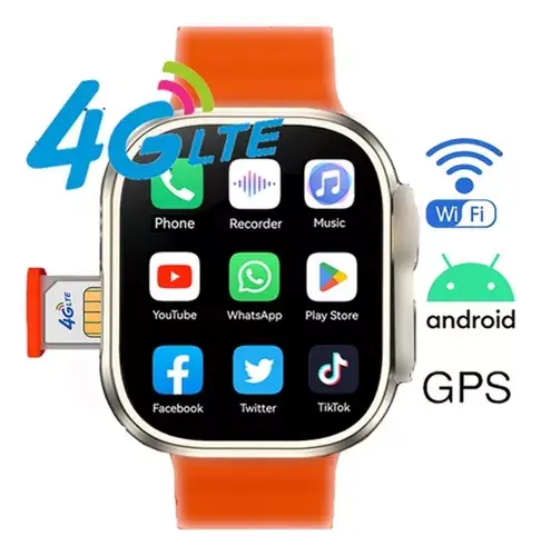 S10 Ultra Rotating Camera 4G Android Amoled Smart Watch Amoled 2.2 inch Display 4GB RAM  64GB ROM, 4G/5G Sim Slot, Camera, Play Store Apps